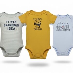 Carter’s Baby Unisex Newborn NB Short Sleeve Bodysuit Bundle 3 Piece Set